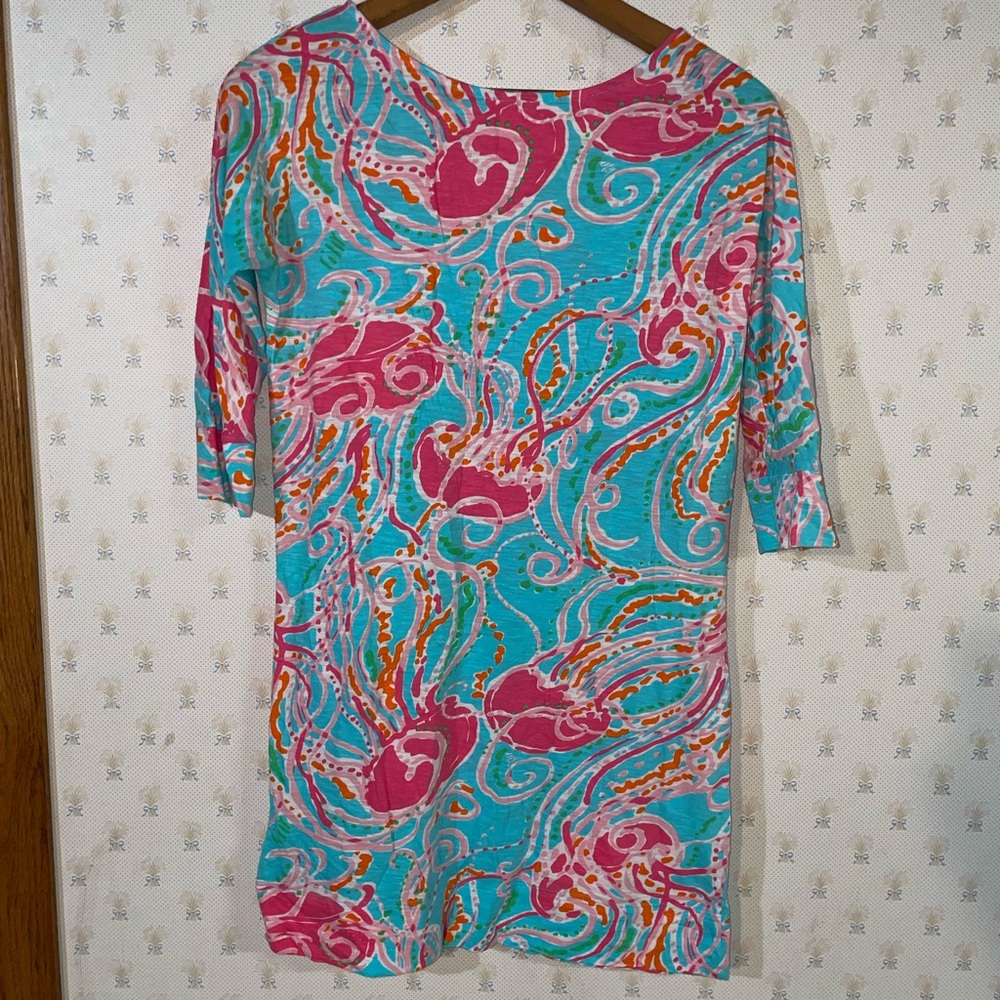 Lilly‎ Pulitzer Coral Sea Jellyfish Cha Cha Cotton Shift Dress